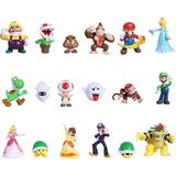 Super Mary Action Figures Toys 18 Pcs/Set Mario Bros Action Figures Super Mary Princess Mushroom Mario Toys Series Characters Collectibles Cake Decoration Party Supplies Gifts for Kids Fans B