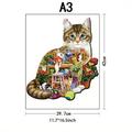 Wooden Jigsaw Puzzle Wooden Puzzles For Adults Animal Shaped Puzzles Magic Puzzles Unique Irregular Shaped Wood Puzzles(Cat Labor)