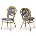 Baxton Studio Alaire Classic French Stackable Bamboo Bistro Dining Chair (Set of 2) Blue