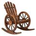 LeCeleBee Outdoor Wooden Wagon Rocking Chair - Rustic Wheel Design Adirondack Rocking Chair Patio Rocker Chairs for Patio Country Yard Backyard Natural (1 PCS)