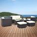 6-Piece Rattan Outdoor Furniture Set with Cushions and Tempered Glass Table