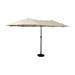 Emma + Oliver 15 FT Weather and Water-Resistant Triple Head Patio Umbrella with Easy Lift Crank Handle and Tilt Function in Tan