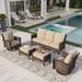 Sophia & William 5 Pieces Wicker Patio Conversation Set 7-Seat Outdoor Furniture Set with Swivel Chairs Beige