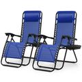 VTOY 2-Pack Zero Gravity Lounge Chairs Outdoor Adjustable Reclining Patio Chair Steel Mesh Folding Recliner for Pool Beach Camping Lounge Chair with Pillows and Cup Tray