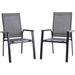 simple 7 PCS Patio Dining Set with 6 Aluminum Sling Chair (Wooden Armrest) and 1 Wood-Like Top Table Outdoor Furniture for 6