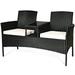 Canddidliike Patio Conversation Set Outdoor Rattan Wicker Furniture Set with Coffee Table & Chairs Patio Bistro with Seat Cushions for Garden Balcony Backyard Poolside