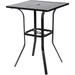 Patio Bar Table Outdoor Bar Height Bistro Table with Umbrella Hole Metal Frame and Slat Design (Black)