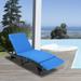 Patio Rattan Chaise Lounge Chair Recliner Cushioned Furniture Adjust Beach US