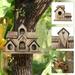 Fsthmty Bird House Bird House For Outside Hummingbird House With 6 Hole Bluebirds Finchs Hanging Big Birdhouse Nesting Box Birdhouse For Backyard/Courtyard/Patio Decor