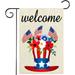 4th of July Welcome Garden Flag Mason Jar Floral Patriotic 12x18 Double Sided Burlap USA Flags Memorial Day Independence Day Yard Outdoor Decor