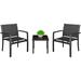 3 Pieces Patio Furniture Set Outdoor Patio Conversation Set Textilene Bistro Set Modern Porch Furniture Lawn Chairs with Coffee Table for Home Lawn and Balcony (Black)