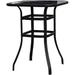 Bar Outdoor Furniture Patio Bistro Table Metal Frame Square Side Table Tempered Glass Top Desktop Rounded Corners All Weather 31.5 L X 31.5 W X 40.2 H Black