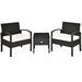 Spaco Wicker 3-Piece Outdoor Patio Porch Set Rattan Conversation Furniture Sets with Table and Removable Cushion Black