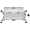 Stainless Steel Portable Grill with Two Handles and Travel Locks Tabletop Propane Gas Grill with Folding Legs 10000 BTU for Picnic Cookout GT2001 Silver