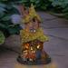 Garden Statue Solar Thatched Roof Tree House Garden Sculpture 3 Amber LED Lights Outdoor Resin Lawn And Yard Decoration 7.5 X 7.5 X 13 Inch