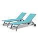 Ezra Outdoor Chaise Lounge with Wheels (Set of 2) - Lake Blue