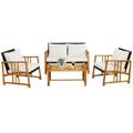 Spaco 3 Pieces Patio Wicker Furniture Set Patio Conversation Sets with 2-Tier Side Table and Cushioned Armchairs-Natural