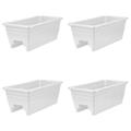 HC Companies 24 inches Deck Rail Box Planter with Easy Drainage Holes Mounted Garden Flower Planter Boxes White Plastic 4 Pack