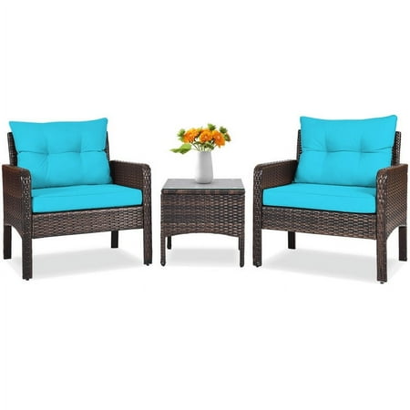 Spaco 4 Pieces Patio Rattan Free Combination Sofa Set Wicker Furniture Sets Patio Conversation Sets with Cushion and Coffee Table