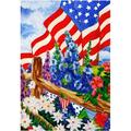 Morigins Spring Summer Pansies Yard Flag Decorative July 4th Patriotic Flowers Outdoor Garden Flag 12.5x18 Inch