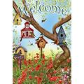 Home Garden 112097 Poppies & Birdhouses Spring Flag 12x18 Inch Double Sided Spring Garden Flag for Outdoor House summer Flag Yard Decoration