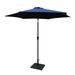 8.8 Feet Outdoor Aluminum Patio Umbrella Patio Umbrella Market Umbrella With 42 Pound Square Resin Umbrella Base Push Button Tilt And Crank Lift Navy Blue