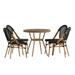 Flash Furniture Indoor/Outdoor Commercial French Bistro 31.5 Table Black Textilene Glass Top with 4 Stack Chairs - Natural Frame