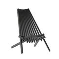 Flash Furniture Commercial Grade Indoor/Outdoor Folding Acacia Wood Chair Low Profile Lounge for Patio Porch Garden Black