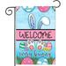 Easter Welcome Bunny Garden Flag 12x18 Inch Double Sided Outdoor Easter Rabbit Eggs Burlap Small Yard Flags Porch Farmhouse Outside Seasonal Home Decoration