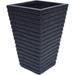 Hedy Garden Urn Planter Square Tapered Riveted Black Lightweight Concrete