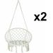 2 Pack Beige Hanging Cotton Rope Macrame Hammock Chair Swing Outdoor Home Garden