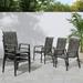 Patio Dining Chairs Set of 6 Outdoor High Stacking Chairs Breathable Seat Fabric and Alloy Steel Frame for Backyard Porch Garden Sunroom (Dark Gray)