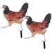 2Pcs Garden Chicken Stakes Acrylic Hen Stakes Decorative Chicken Stakes Lawn Yard Chicken Stakes