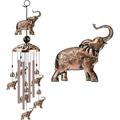 Elephant Wind Chimes zootop Copper Wind Chimes Decoration with 1 Lucky Bead 4 Aluminum Tubes 6 Bells Wind Chimes for Garden Patio Hanging Decoration -