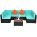 7 Pcs Outdoor Sectional Sofa Patio Rattan Furniture Set Wicker Dining Table