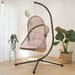 Hanging Chair Egg Chair Cushion W/Canopy Indoor/Outdoor Basket Lounge Seat Collapsible Egg Chair Beige