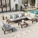 Sophia & William 6 Pieces Outdoor Patio Sectional Sofa Set Metal Conversation Set with Coffee Table & Cushions Light Grey