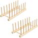 2-part plate rack dish rack wooden shelf for kitchen wood for storing dishes books wine glasses