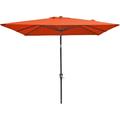 Rectangular Patio Umbrella 6.5 Ft. X 10 Ft. With Tilt Crank And 6 Sturdy Ribs For Deck Lawn Pool In Orange