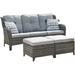 Outdoor Furniture Set 5-Piece Patio Rattan Wicker Sectional Sofa Set with 3-Seat Couch 2 Armchairs 2 Ottoman Footrests for Patio Conversation (5 PC Brown/Grey)