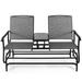 Canddidliike 2-Person Double Rocking Loveseat Outdoor Patio Furniture Set with Mesh Fabric and Center Tempered Glass Table-Gray