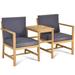 Canddidliike 3-in-1 Acacia Wood Loveseat Outdoor Patio Furniture Set with Separable Coffee Table