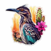 New Mexico Greater Roadrunner bird Yucca Flower flower Vinyl Decal Sticker for Car Laptop Tumbler and More. # 008903Color12