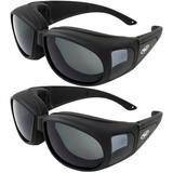 Two (2) Motorcycle Safety Sunglasses Fits Over Rx Glasses Smoke Meets ANSI Z87.1 Standards For Safety Glasses Has Soft Airy Foam Padding