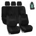 FH Group Light & Breezy Flat Cloth Car Seat Cover Universal Black Full Set Seat Covers with Air Freshener