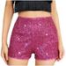 Annhoo Women s Trendy Shorts Summer Sparkly Glitter Printed Sequin Elastic High Waist Shorts Evening Party Short Pants
