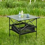 Portable Camping Folding Table Outdoor Picnic Table Aluminum Roll-Up Table with Easy Carrying Bag for Indoor Outdoor Camping Beach Backyard BBQ Party Patio Picnic
