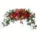 ACMDL 1pc Artificial Peony Flower Swag With Green Leaves Floral Wedding Arch Wreath For Party Home Garden Front Door Wall Decoration