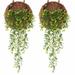 AQITTI Artificial Vines for Decoration with Flowers 2 Pcs Hanging Plants Silk Garland White Morning Glory Vine Artificial Plants Outdoors Fake Vine Plants for Wedding Indoor Wall Fence Baskets