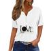 Onegirl Womens Tops Dressy Casual V Neck Short Sleeve Plus Size Blouses for Women Dressy Lightweight Tshirts Women Loose fit Sleeveless Tops For Women White Polos for Women Golf